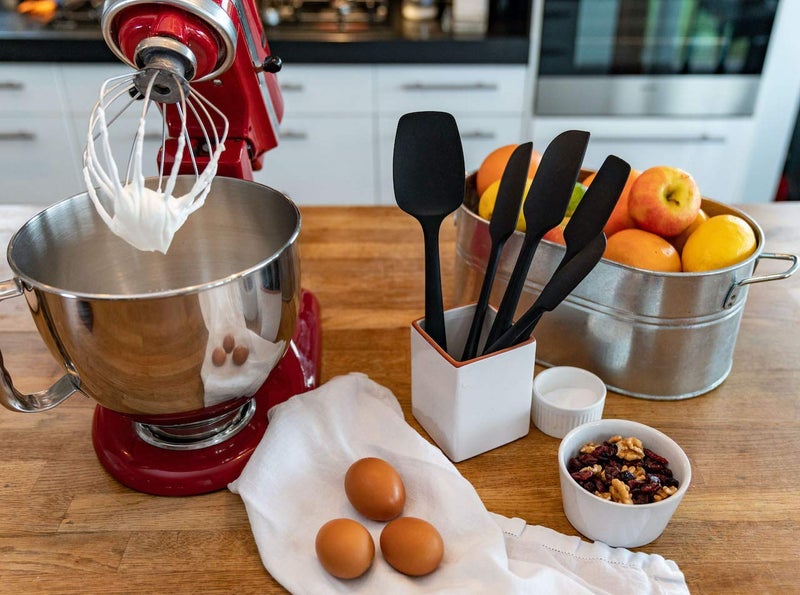 Kitchen Love KITCHENLOVE Premium 600Â°F Heat Resistant 5 Piece Silicone Spatula Set for Baking, Cooking, Mixing - Non-Stick with High Grade S-Iron Steel Core - One Piece Seamless Design - BPA Free (Black) - Image 2